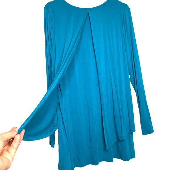 SOFT SURROUNDINGS Women's Aqua Blue Perfect Layers Jersey Knit Top Size Medium - Picture 3 of 11